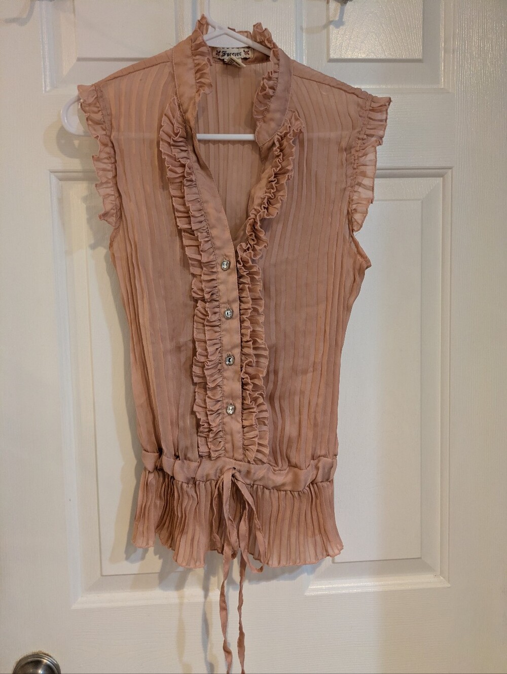 Forever 21 Blush Pink Ruffled Sleeveless Blouse